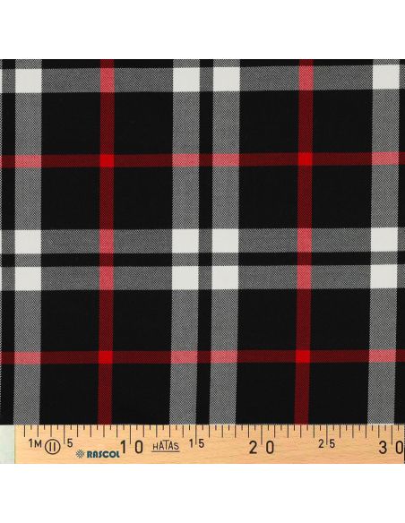 Tejidos de tartán escocés - Negro, blanco y rojo
