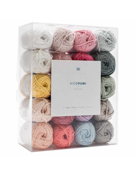 Caja de 20 ovillos de algodón Ricorumi - Pastel