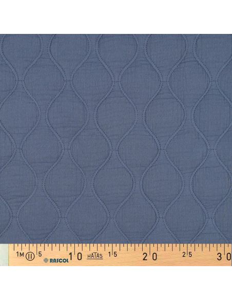 Tejido acolchado de doble gasa - Azul vaquero