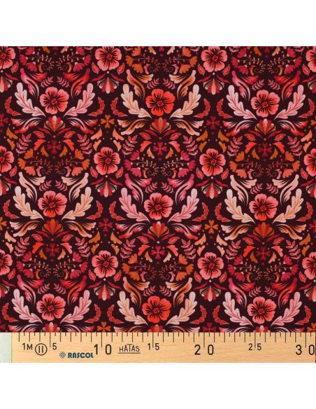 Tejido de punto estampado Clara - Fondo rojo