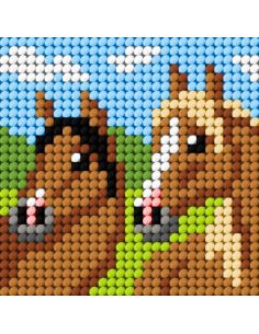 Kit de lienzo para niños - Los 2 caballos