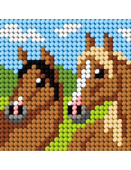 Kit de lienzo para niños - Los 2 caballos