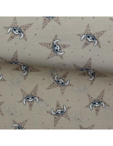 Tela de punto Lilo & Stitch - Estrellas beige