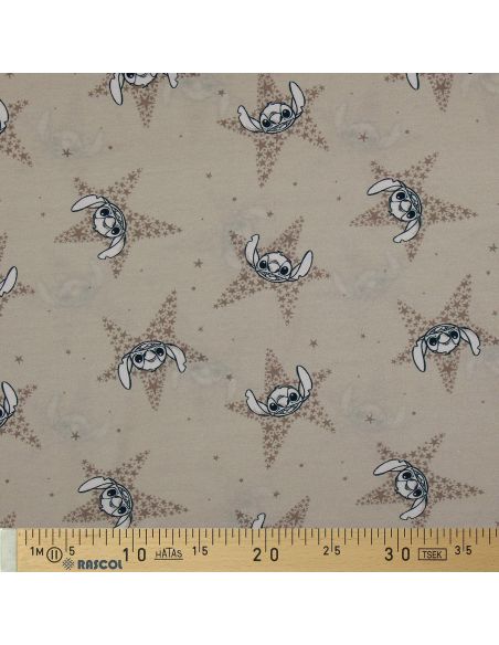 Tela de punto Lilo & Stitch - Estrellas beige