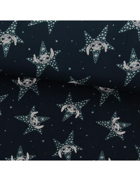Tela de punto Lilo & Stitch - Estrellas azul marino