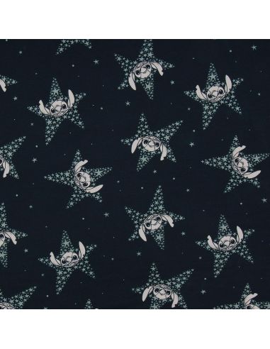 Tela de punto Lilo & Stitch - Estrellas azul marino
