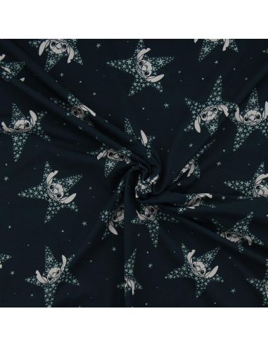 Tela de punto Lilo & Stitch - Estrellas azul marino