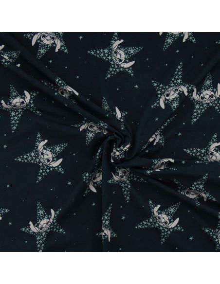 Tela de punto Lilo & Stitch - Estrellas azul marino