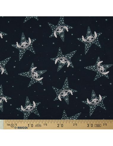 Tela de punto Lilo & Stitch - Estrellas azul marino