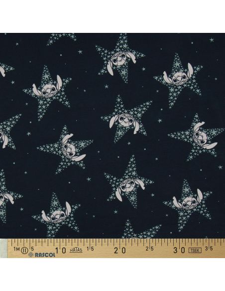 Tela de punto Lilo & Stitch - Estrellas azul marino