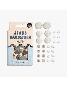 Kit de botones para jeans y remaches - Plata