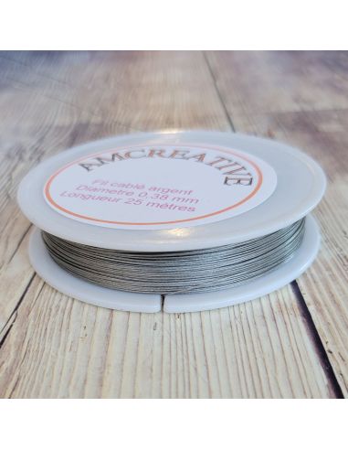 Hilo de alambre para perlas 0,38 mm - Plata