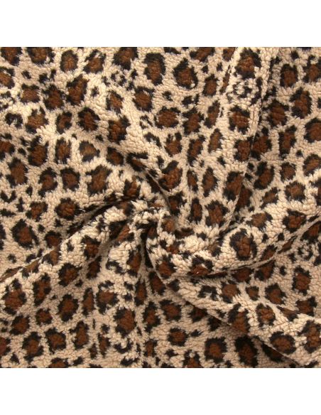Tejido Teddy leopardo - Beige oscuro