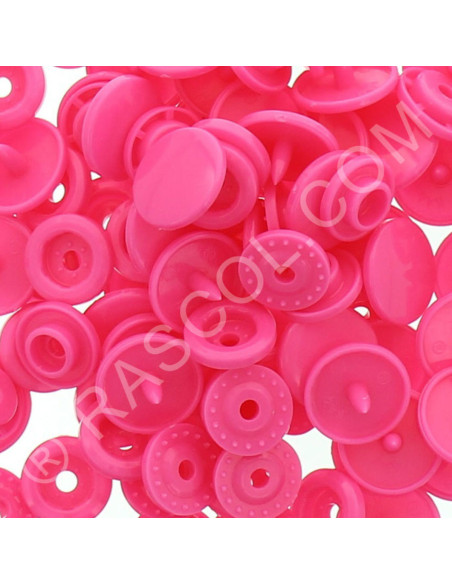 Bolsa de 25 broches de resina KAM redondas - Rosa fluorescente