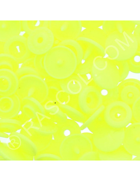 Bolsa de 25 broches de resina KAM redondas - Amarillo fluorescente