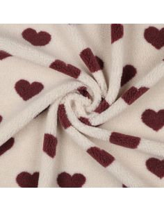 Tejido de peluche Teddy - Corazones rojos