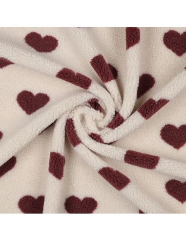 Tejido de peluche Teddy - Corazones rojos
