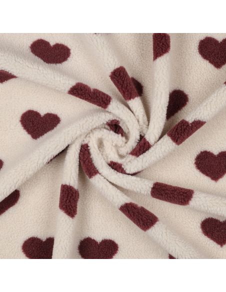 Tejido de peluche Teddy - Corazones rojos