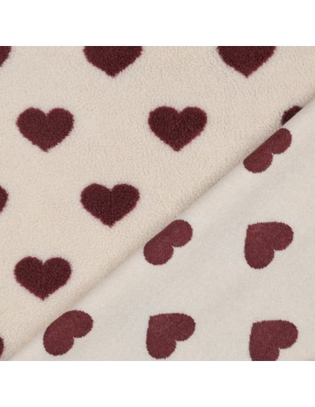 Tejido de peluche Teddy - Corazones rojos