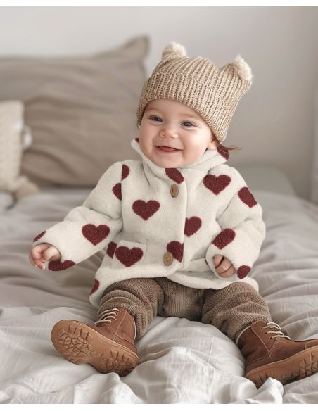Tejido de peluche Teddy - Corazones rojos