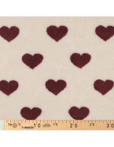Tejido de peluche Teddy - Corazones rojos