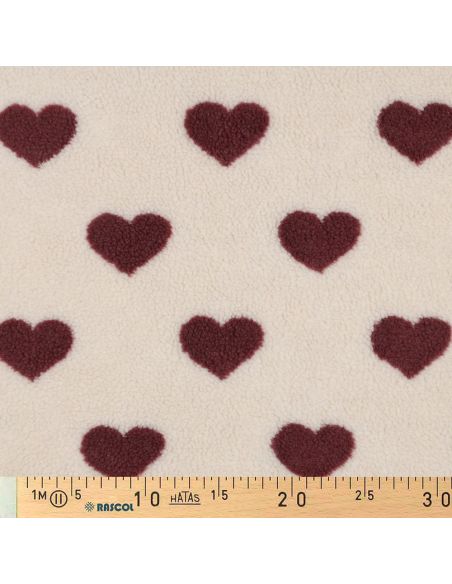 Tejido de peluche Teddy - Corazones rojos