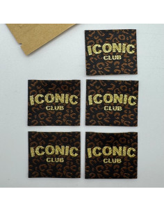 Lote de 5 etiquetas tejidas para coser Iconic Club 2