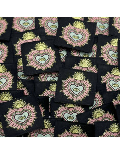 Lote de 5 etiquetas tejidas para coser Ex Voto - Negro