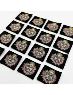 Lote de 5 etiquetas tejidas para coser Ex Voto - Negro 2