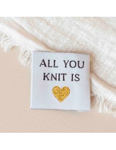 Etiqueta tejida para coser All you knit is love