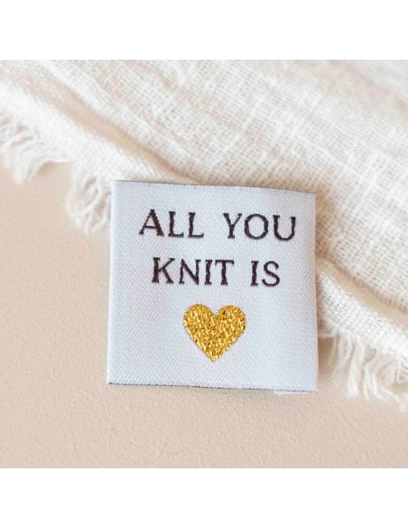 Etiqueta tejida para coser All you knit is love