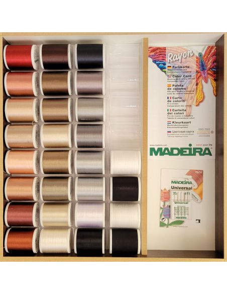 Caja de hilos para bordar a máquina Rayon Madeira 1000 m - Blanco