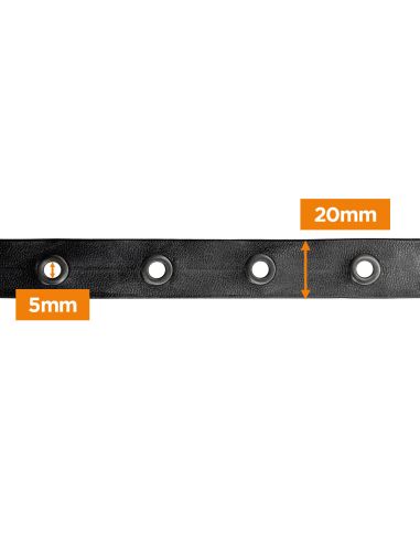 Cinta de imitación de cuero negro con ojales de cañón de fusil – 20 mm