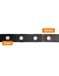 Cinta de imitación de cuero negro con ojales plateados – 20 mm 2