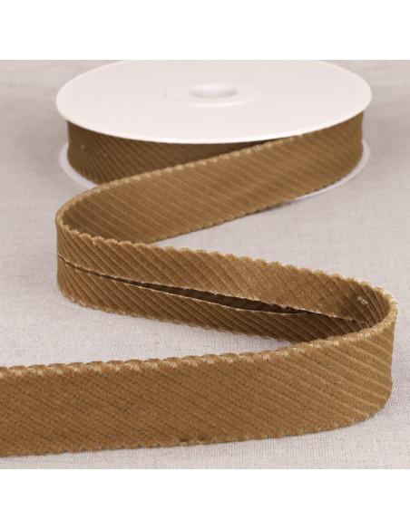Cinta de terciopelo de canalé grueso - Beige