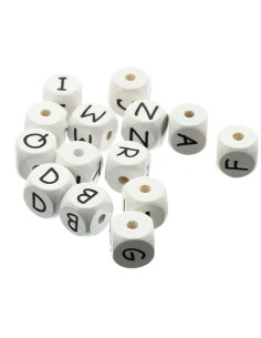 Perla letra alfabeto cubo de madera blanca