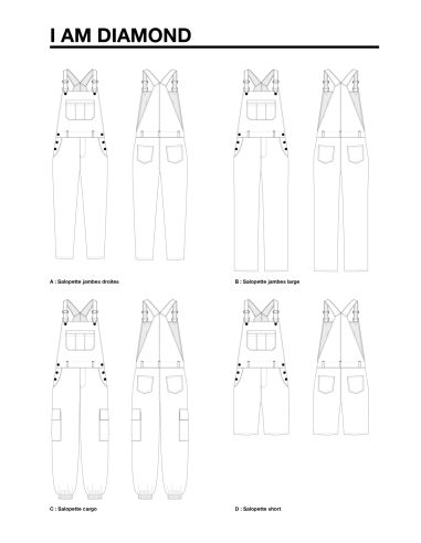 Patrón de petos, pantalones y shorts Diamond - I am patterns