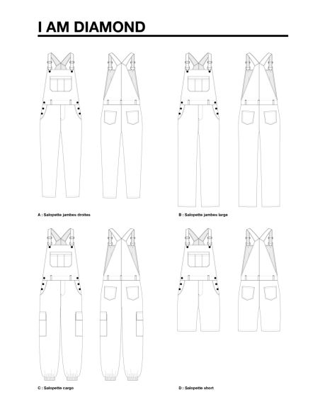 Patrón de petos, pantalones y shorts Diamond - I am patterns