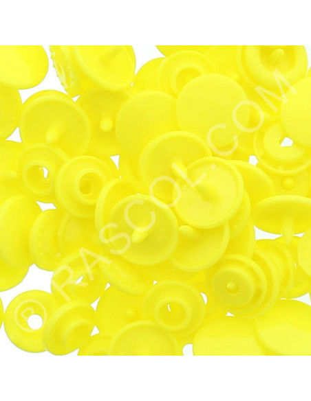 Bolsa de 25 botones de resina KAM redondos - Amarillo limón