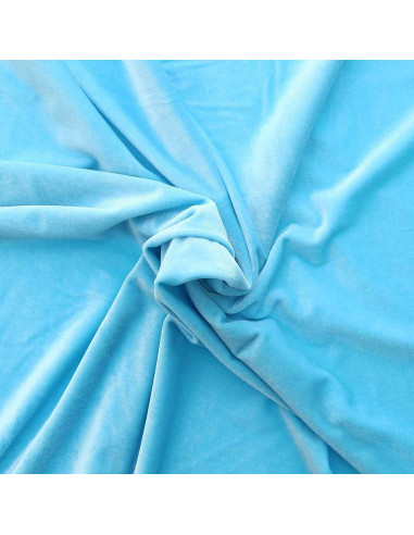 Tejido de terciopelo elástico - Azul aqua