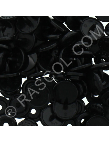 Bolsa de 25 broches de resina KAM redondas - Negro