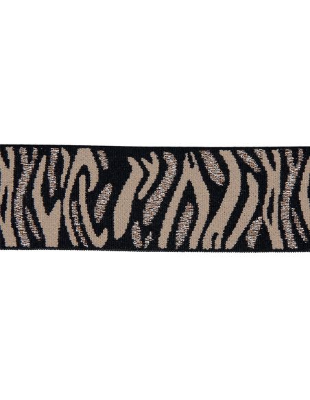 Elástico cebra - Beige y marrón lúrex plateado