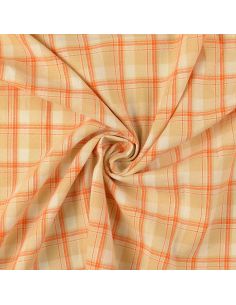 Tela de franela tartán escocés - Beige con rayas naranjas