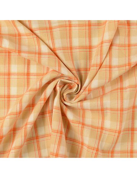Tela de franela tartán escocés - Beige con rayas naranjas