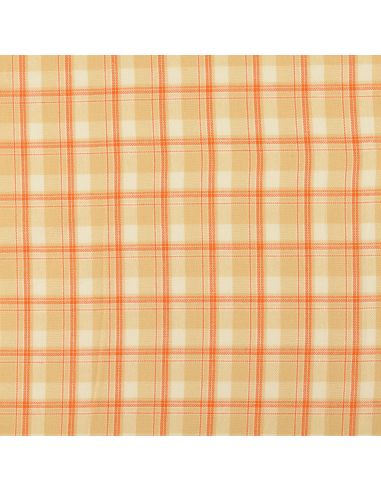 Tela de franela tartán escocés - Beige con rayas naranjas