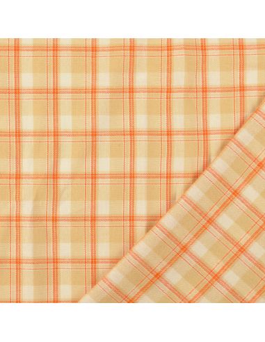 Tela de franela tartán escocés - Beige con rayas naranjas