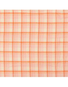 Tela de franela tartán escocés - Rosa claro con rayas naranjas 2