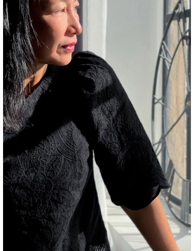 Tejido bordado inglés Luna negro - My Dress Made
