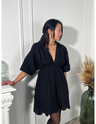 Tejido bordado inglés Luna negro - My Dress Made