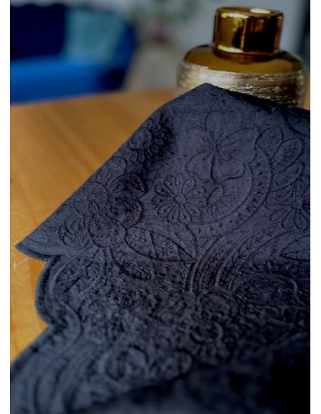 Tejido bordado inglés Luna negro - My Dress Made